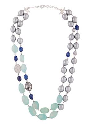 Grey Pearl Layered Necklace With Agate Tumbles 3