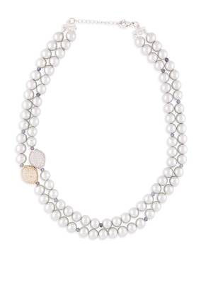 Grey Pearl Layered Necklace With Silver Polish 3