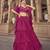 Pink thread embroidered with mirror work chinon semi stitched party wear lehenga choli