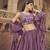 Purple thread embroidered with mirror work chinon semi stitched lehenga choli for women 