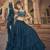 Blue thread embroidered with mirror work cotton semi stitched lehenga choli and dupatta