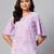 Womens Lavender-Coloured Bell Sleeve Floral Print Top