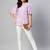 Womens Lavender-Coloured Bell Sleeve Floral Print Top