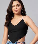 Womens Black Crop Top With Tie-Ups