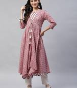 Womens Floral Print Layered Anarkali Kurta