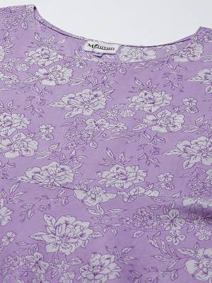 Womens Lavender floral Printed Anarkali Kurta 4