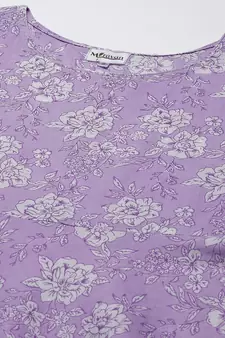 Womens Lavender floral Printed Anarkali Kurta