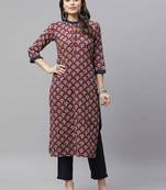 womens pure cotton printed straight kurti and Pant Set