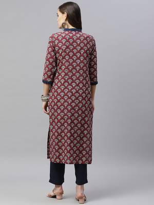 womens pure cotton printed straight kurti and Pant Set 5