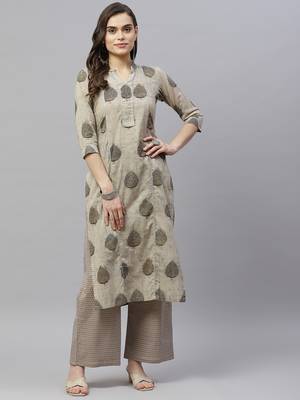 womens cotton printed straight kurti And palazzo set 1
