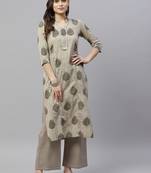 womens cotton printed straight kurti And palazzo set