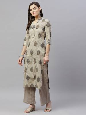 womens cotton printed straight kurti And palazzo set 2