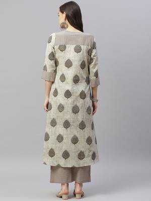 womens pure cotton printed A-Line kurti  And palazzo set 5