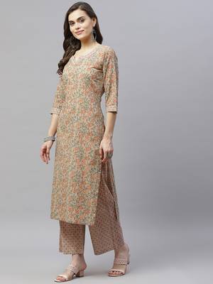 womens cotton printed straight kurti And palazzo set 4