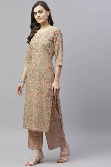 womens cotton printed straight kurti And palazzo set