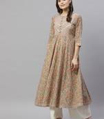 Womens Floral Print Ankle Length Anarkali Kurti