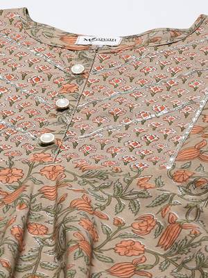 Womens Floral Print Ankle Length Anarkali Kurti 2