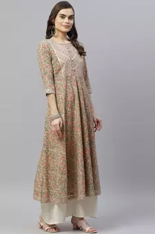 Womens Floral Print Ankle Length Anarkali Kurti