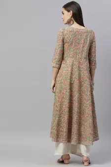 Womens Floral Print Ankle Length Anarkali Kurti