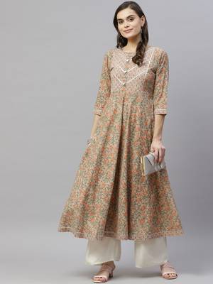 Womens Floral Print Ankle Length Anarkali Kurti 5