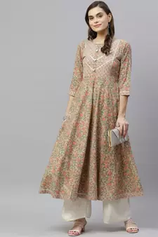 Womens Floral Print Ankle Length Anarkali Kurti