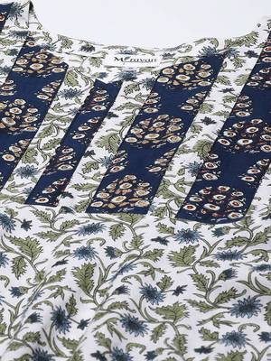 Women Floral Printed Anarkali Jaipuri Pure Cotton Kurta with Gold print Palazzo suit Set 2