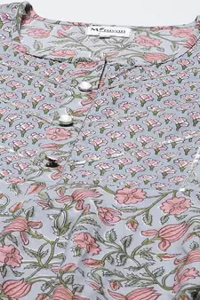 Womens Floral Print Ankle Length Anarkali Kurti