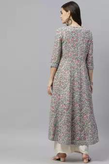 Womens Floral Print Ankle Length Anarkali Kurti