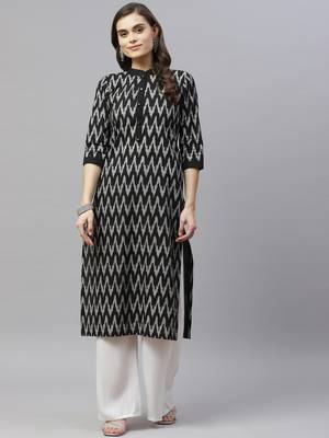Womens Straight Ikkat Print Knee Length Kurti 1