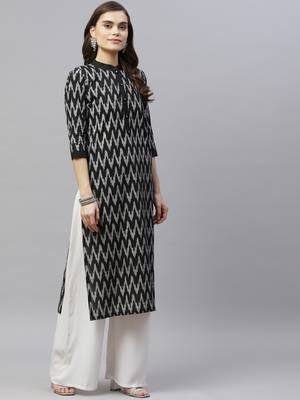 Womens Straight Ikkat Print Knee Length Kurti 2