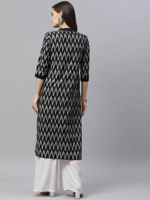 Womens Straight Ikkat Print Knee Length Kurti 3