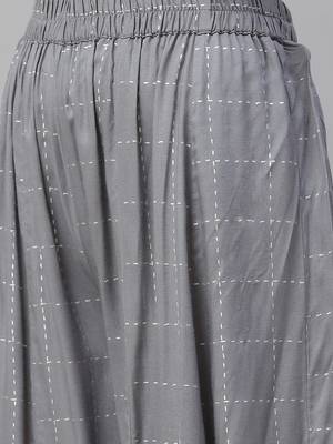Women's Cotton Straight Floral Printed Kurta Palazzo Salwar Suit Set With Dori Tassels 3