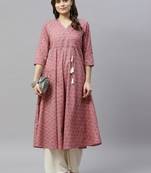 Women's Cotton Floral Print Long Anarkali Kurta