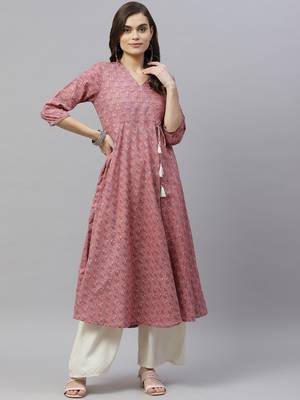 Women's Cotton Floral Print Long Anarkali Kurta 2