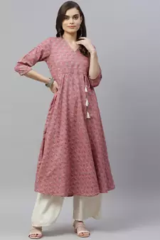Women's Cotton Floral Print Long Anarkali Kurta