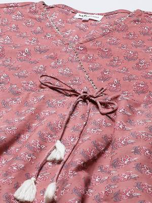 Women's Cotton Floral Print Long Anarkali Kurta 3