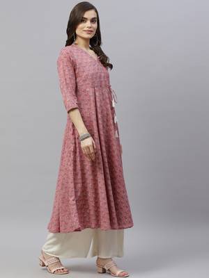 Women's Cotton Floral Print Long Anarkali Kurta 4