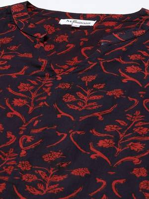 Women's Cotton Floral Print Straight Kurta Sharara Dupatta Set 2