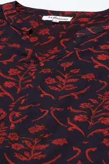Women's Cotton Floral Print Straight Kurta Sharara Dupatta Set