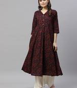Women's Cotton Floral Print Anarkali Kurta Dress for Girl's