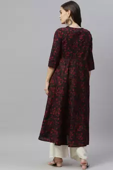 Women's Cotton Floral Print Anarkali Kurta Dress for Girl's