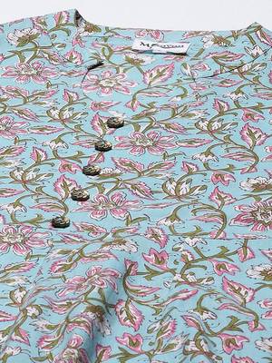 Women's Pure Cotton Floral Print Long Anarkali Kurta Dress 2
