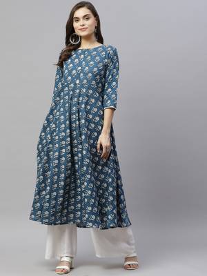 Women's Cotton Floral Print Anarkali Kurta 1