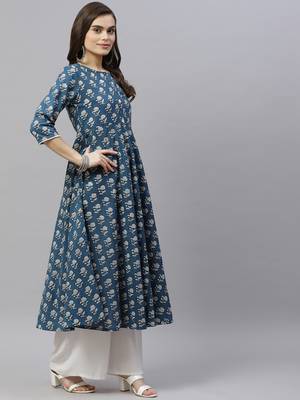 Women's Cotton Floral Print Anarkali Kurta 3