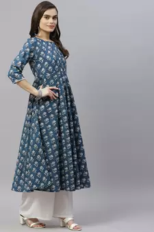 Women's Cotton Floral Print Anarkali Kurta