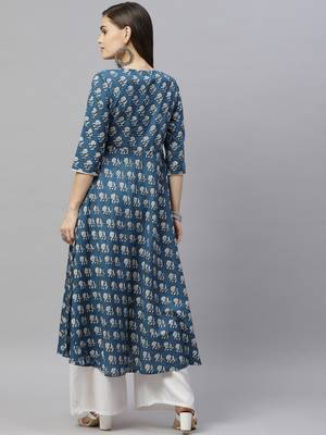 Women's Cotton Floral Print Anarkali Kurta 4