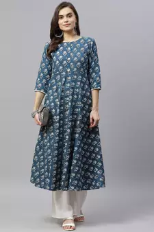 Women's Cotton Floral Print Anarkali Kurta