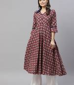 Women's Cotton Floral Print Anarkali Kurti