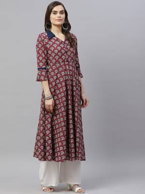 Women's Cotton Floral Print Anarkali Kurti 3