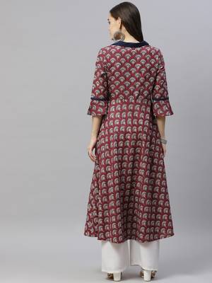 Women's Cotton Floral Print Anarkali Kurti 4
